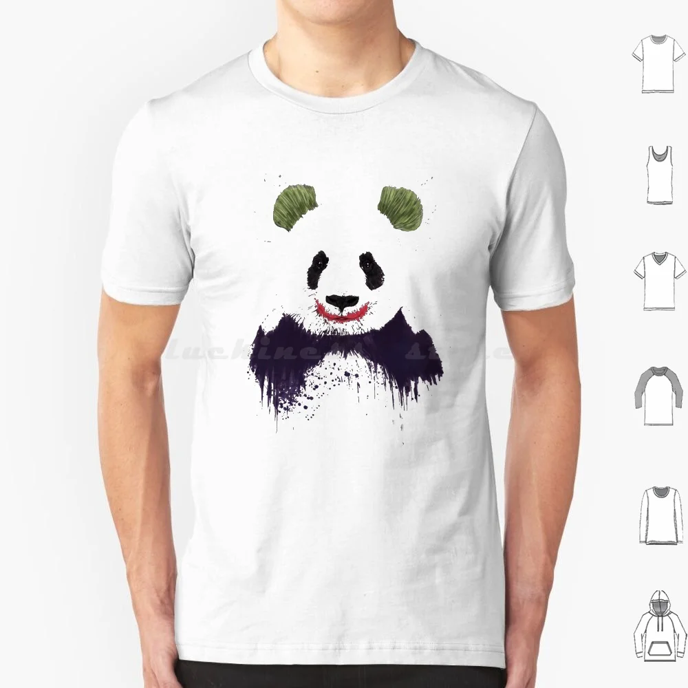 Jokerface T Shirt Big Size 100% Cotton Panda Animal Humor Funny Comics Grunge Pop Art Balazs Solti Illustration Balazssolti