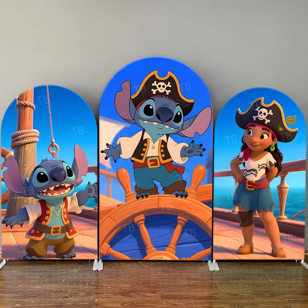 

Stitch & Lilo Pirate Arch Backdrop Cover Ship Wheel Pirate Outfit Elements, Fun Photo Booth Props for Parties & Home Decoration