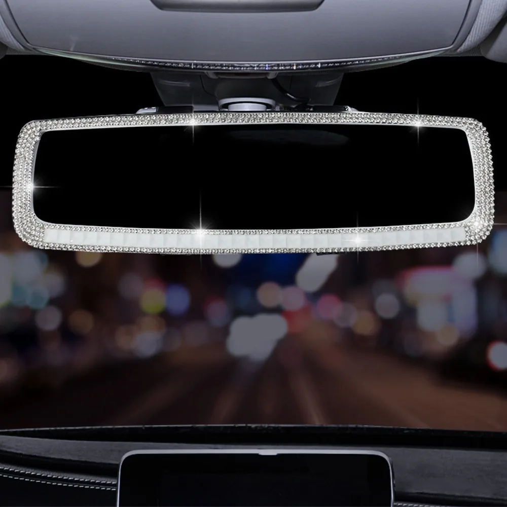 

Bling Bling Design Car Rearview Mirror Decor Full Rhinestone Shiny Crystal Car Styling Accessories Durable Material Easy Install