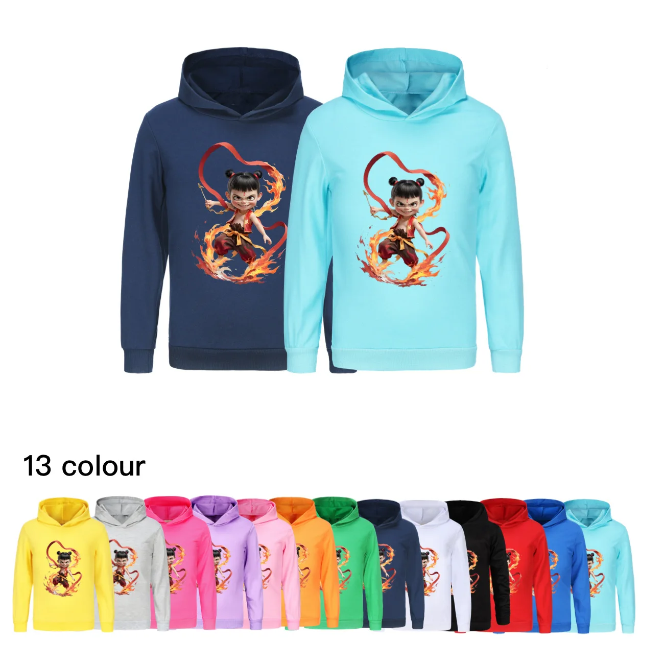 New Movie Nezha 2 The Demon Hoodie Kids Spring Autumn Clothes Children Make Waves in The Sea Boys Long Sleeve Hooded Sweatshirts