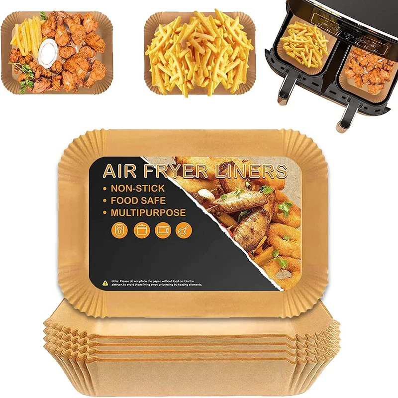 

Rectangle Disposable Air Fryer Paper Liner Waterproof Oilproof Non-Stick Baking Mat for Ninja Foodi Air Fryer Accessories