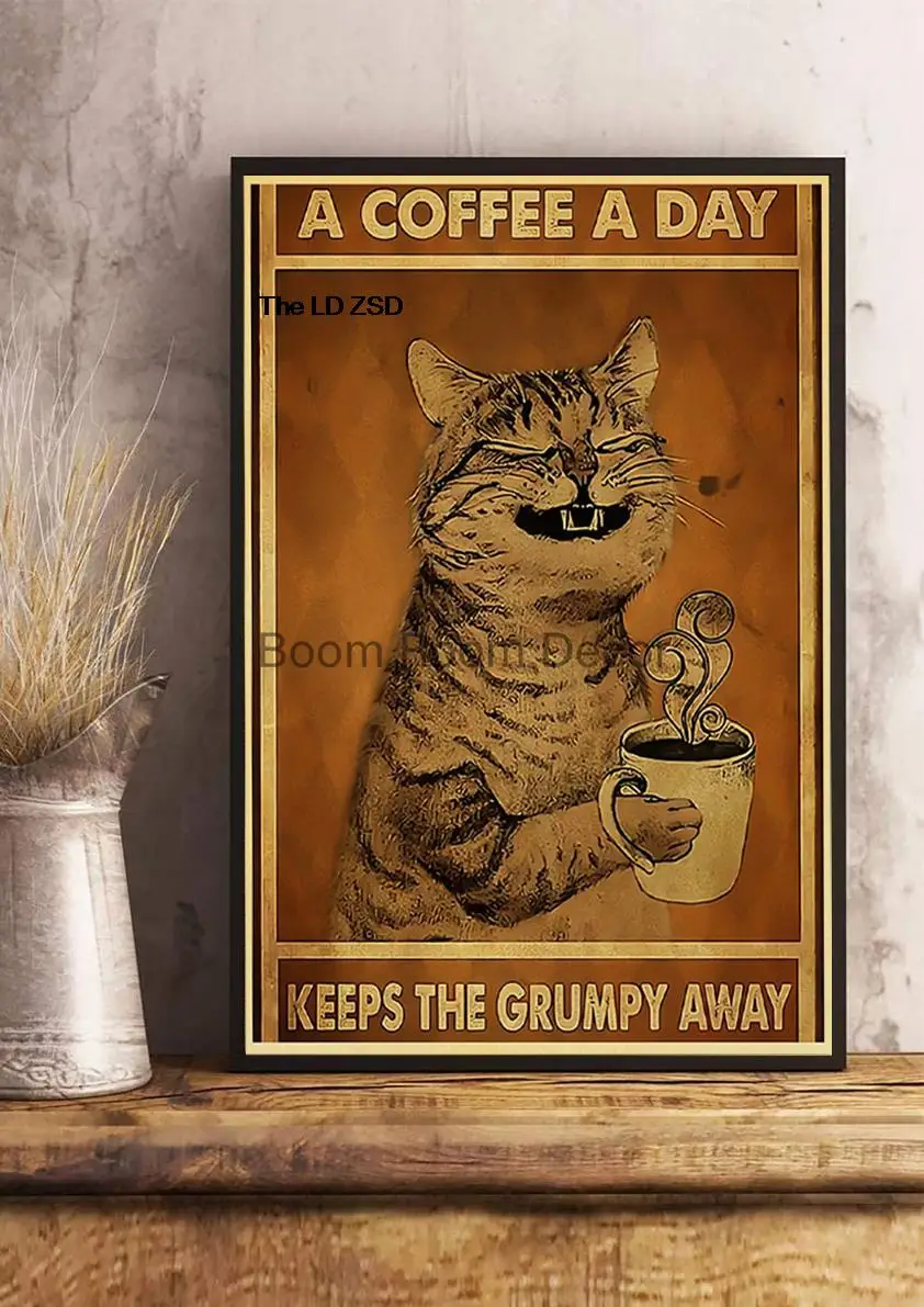 Artisian Cat Poster Art Picture Coffee Home Bedroom Kids Room Decoration Kraft Paper Wall Room Painting Community Bar Decor