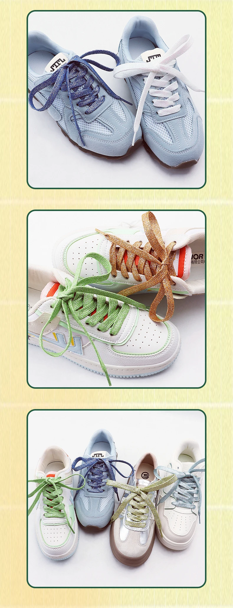 1 Paar neue glitzernde Schnürsenkel, bunt, goldfarben, silberfarben, glänzend, flache Schnürsenkel für sportliche Turnschuhe, Schuhe, Stiefel, 1 cm breite Schnürsenkel – Detail 7