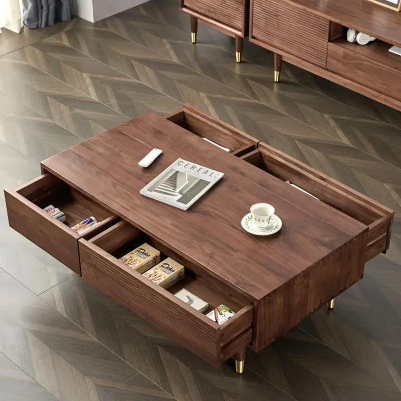 Nordic solid wood coffee table North American black walnut tea table small apartment simple