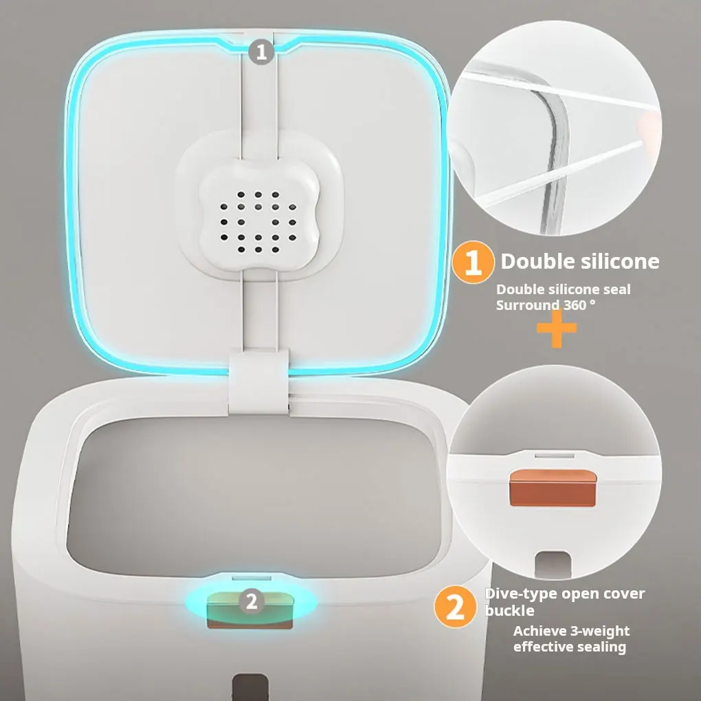 쌀 보존을위한 이중 실리콘 씰링 링이있는 휴대용 곡물 상자 가정용 쌀 양동이 상자 흰색 20KG