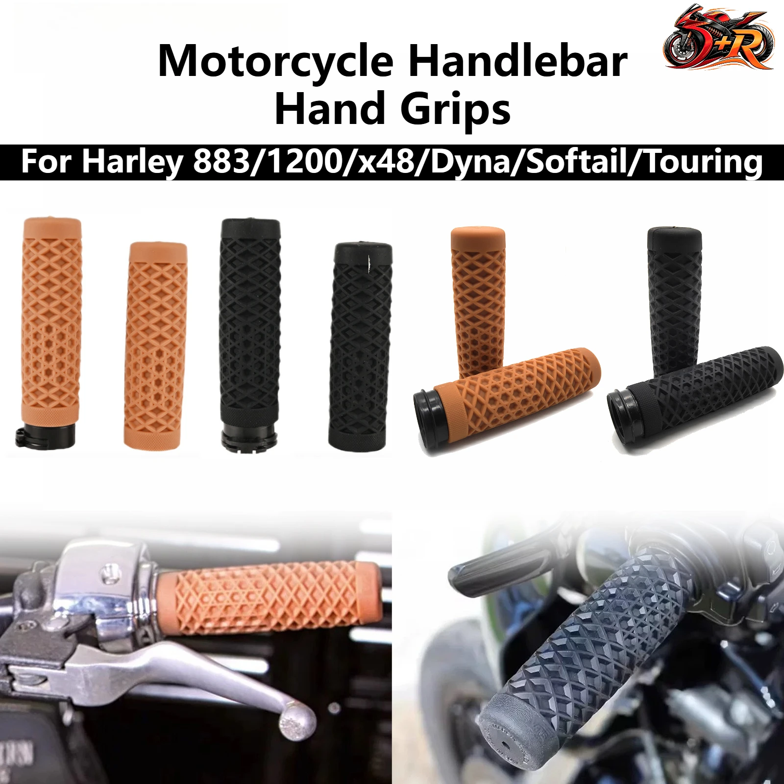 

Motorcycle Handlebar Grips 1 Inch 25mm For Harley Touring Street Glide Softail Dyna Fatboy Comfort Rubber Plastic Pair Black