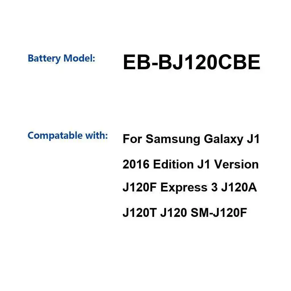 

Аккумулятор мобильного телефона EB-BJ120CBE 2050 мАч для Samsung Galaxy J1 2016 J120F Express 3 J120A J120T J120 SM-J120F