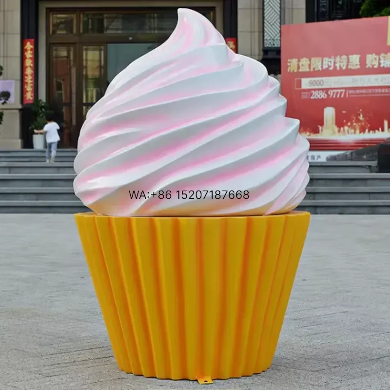 Wmwmnu New Arrival Resin Food Statue Fiberglass Ice Cream Sculpture for Outdoor Decor