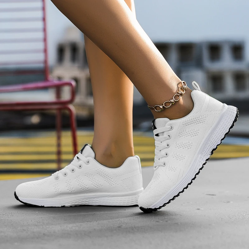 Women Casual Sneaker Shoes Platform Tennis Lightweight Mesh Summer Breathable Lace Up Fashionable Running Shoes Tenis Femimino