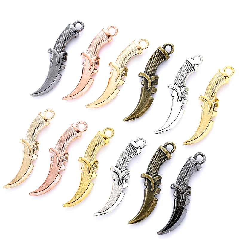 15pcs 6Colors  Zinc Alloy Scream Dagger Charms Fit Jewelry Pendant For DIY Necklace Bracelet Jewelry Making Findings