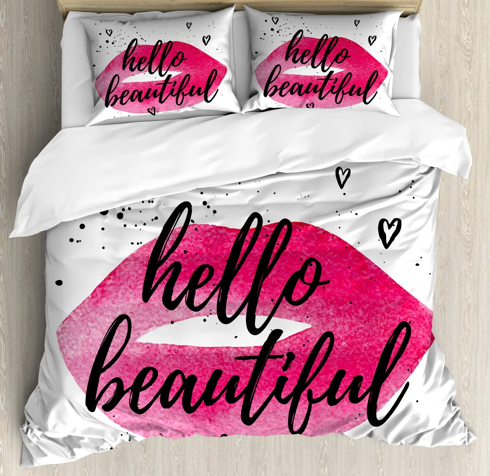 Girls Kiss Duvet Cover Red Lips Bedding Set for Kids Women Home Decor Comforter Cover Twin Full Queen King Size with Pillowcase