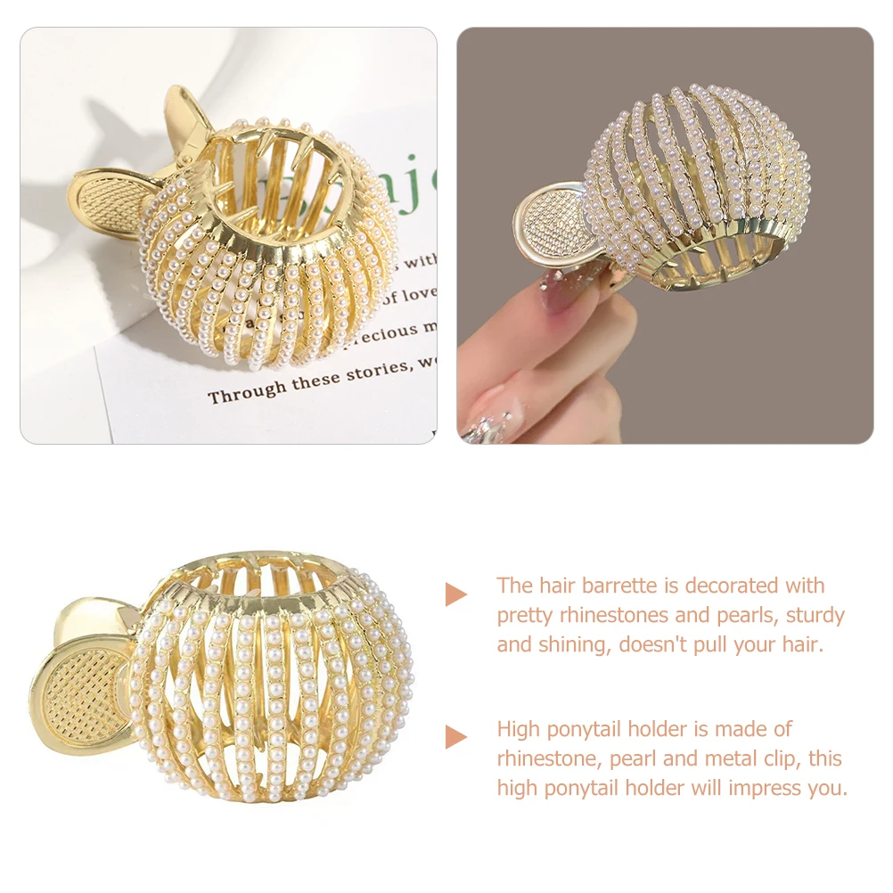 

Pearl Claw Clip Gold Metal Hair Clips for Women High Ponytail Holder Thin Hair Accessories Barrettes Decorative Claw