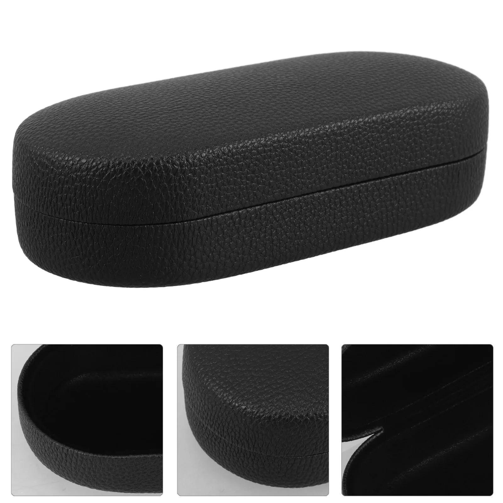 

Hard Shell Eyeglass Case For Men Women Large Capacity Sunglasses Storage Box Durable Protective Travel Organizer Black Pu