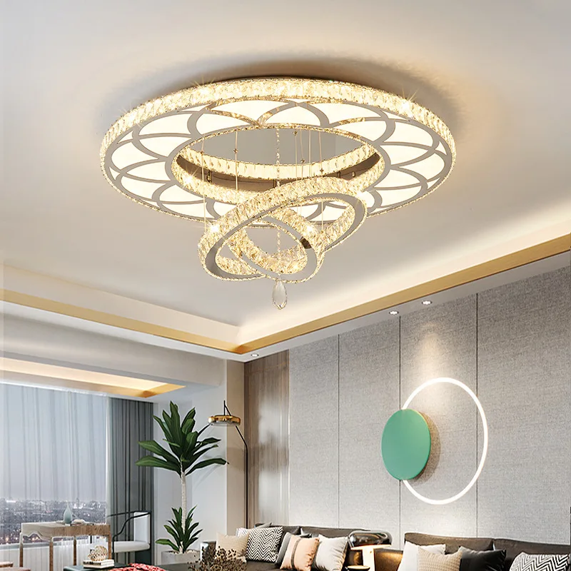 

Nordic Minimalist Luxury Crystal Led Ceiling Chandelier Living Dining Room Bedroom Ceiling Lamps Home Decor Crystal Pendant Lamp