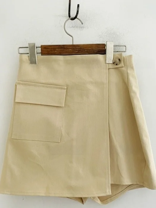 

Spring Summer ort Skirt Women's Utili Sle Design ket Asymmetrical Slimming Sexy f-length Skirt Pants