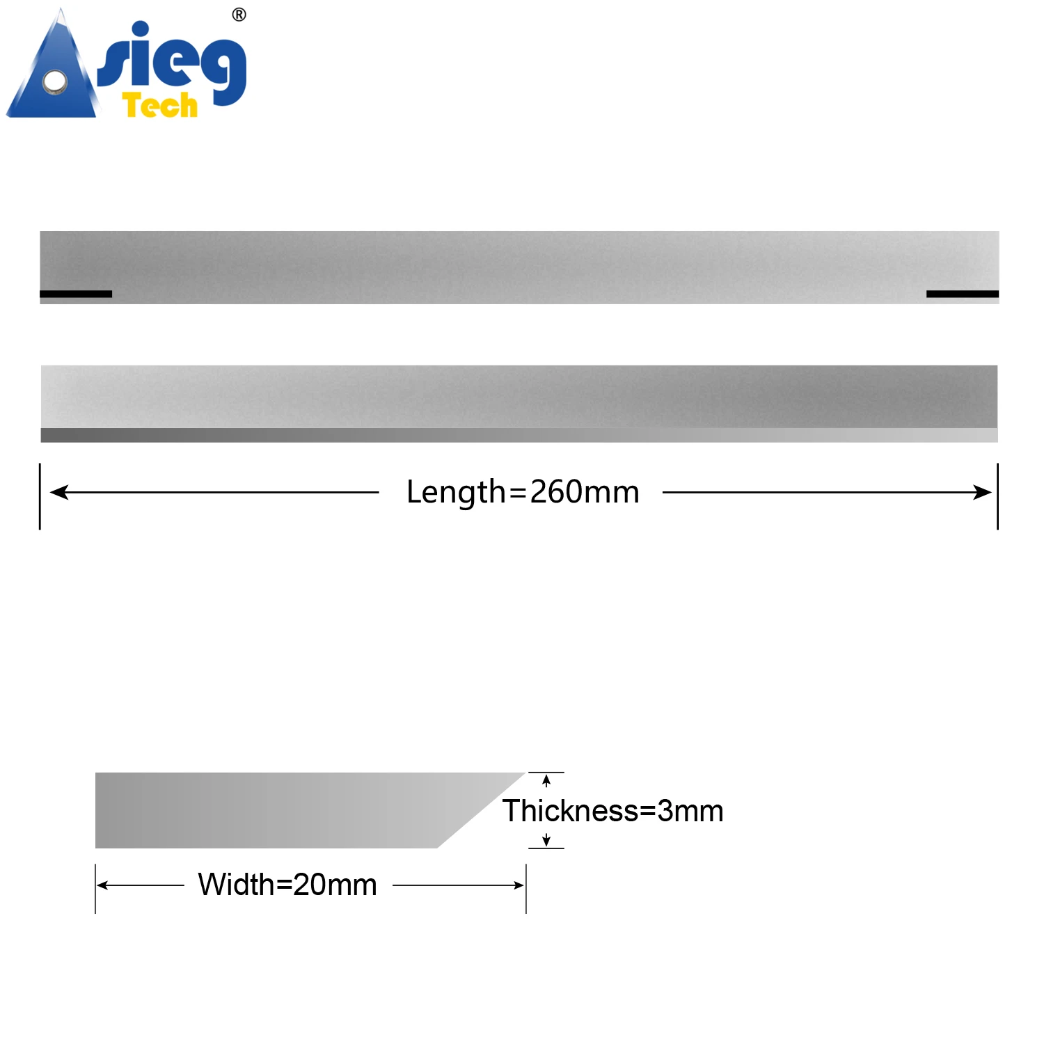 HSS-Hobelmesser, Jointer-Messer, Ersatz-Klingenteile, Werkzeug für Dicke, Oberflächenhobel, 260 x 20 x 3 mm – Set mit 3 Stück