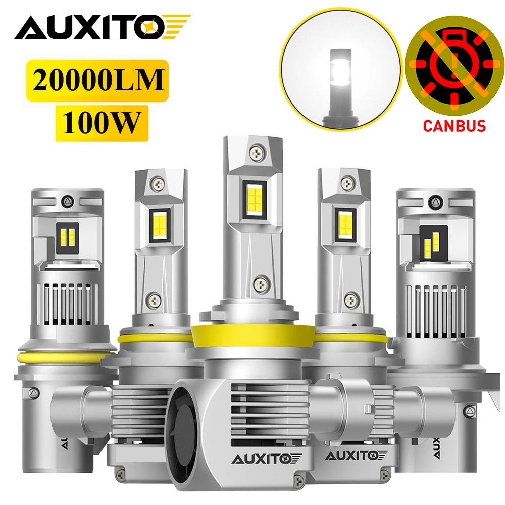 

AUXITO 2 шт. 20000LM H11 Светодиодная фара Canbus Wireless 100 Вт H8 H9 9005 9006 9012 9007 9008 H13 H4 Светодиодная лампа с турбовентилятором 6000K