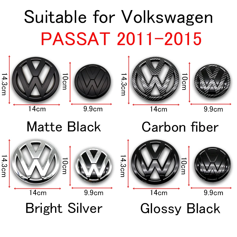 Für Passat 2011 2012 2013 2014 2015 140mm Motorhaube Vorderes Auto-Logo 100mm Heckklappen-Emblem Auto-Zubehör – Detail 2