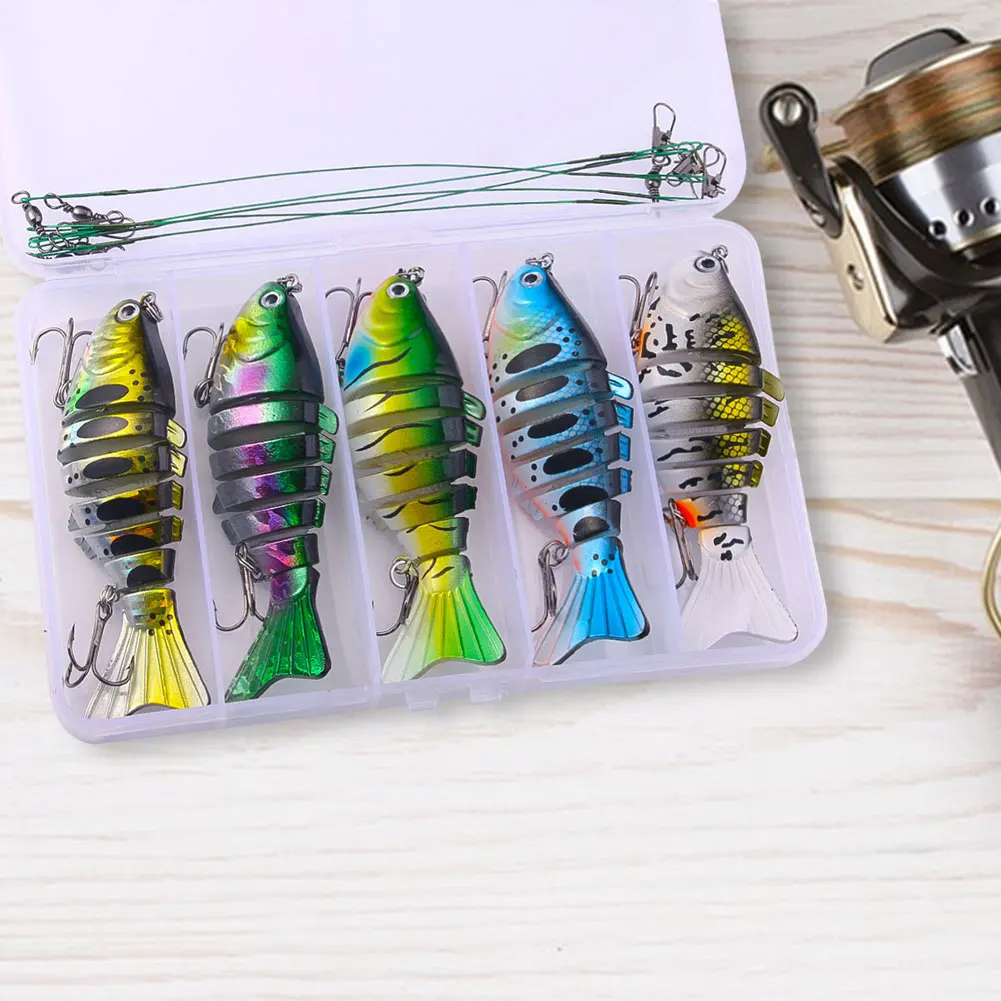 

Набор из 5 тонущих воблеров: многосоставные искусственные приманки-крэнкбейты для ловли щуки, окуня, форели