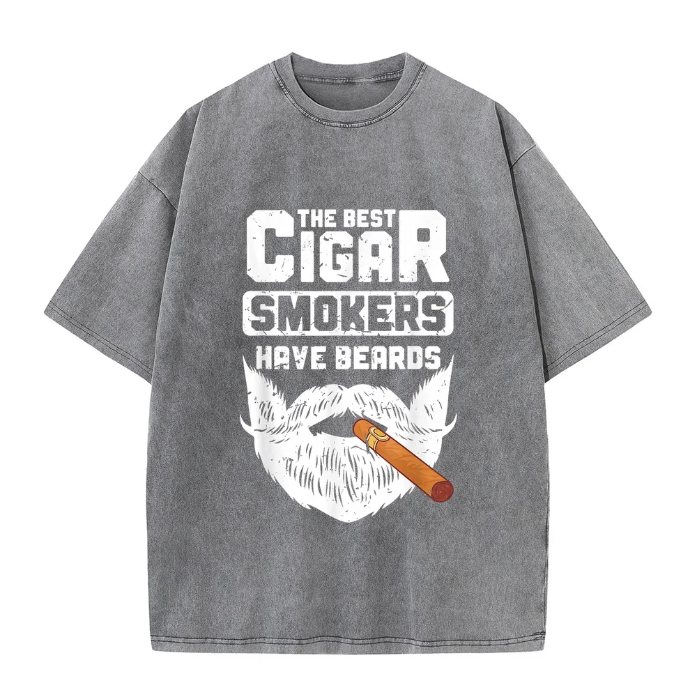 Mens T Shirt The Best Cigar Smokers Have Beards Smoker T-Shirt Marcas De Lujo Готическая Man Autumn Cotton Short Sleeve Tees