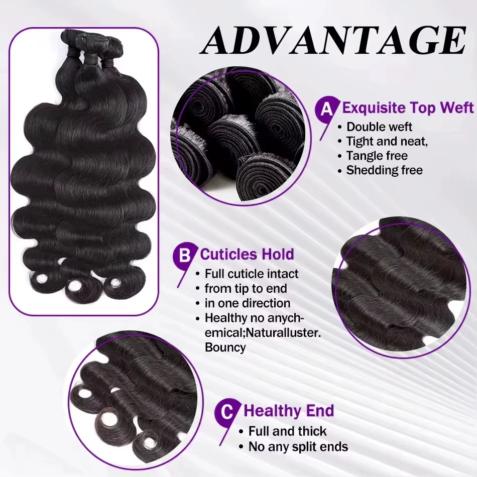 Body Wave Menselijk Haar Bundels Braziliaanse Remy Haar Weave Ruwe Virgin Hair Extensions Water Wave 1 3 4 bundels Deal Inslag Voor Vrouwen