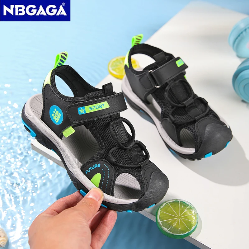 Summer Breathable Children's Sandals 5-16Y Boys' Fashion Beach Water Shoes Non Slip Outdoor Soft Bottom Sports Sandal Shading