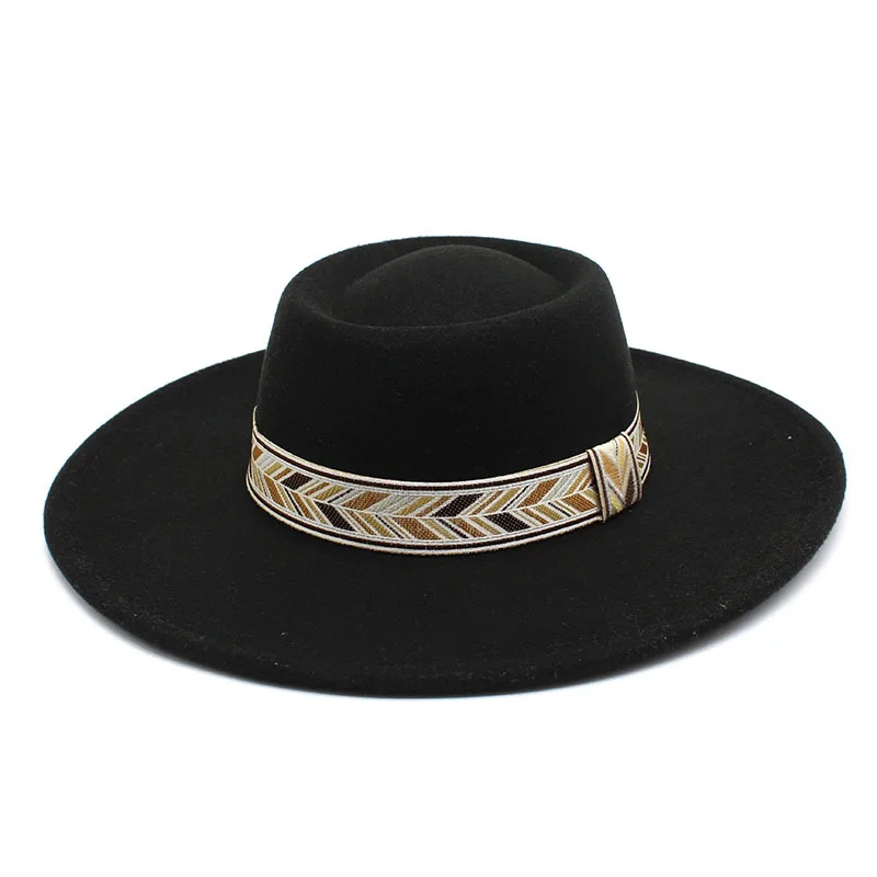 Retro Simple Solid Color Wool 9 5cm Hat Brim Men S And Women S Autumn And Winter Warm Outdoor Oval Ring Top Hat