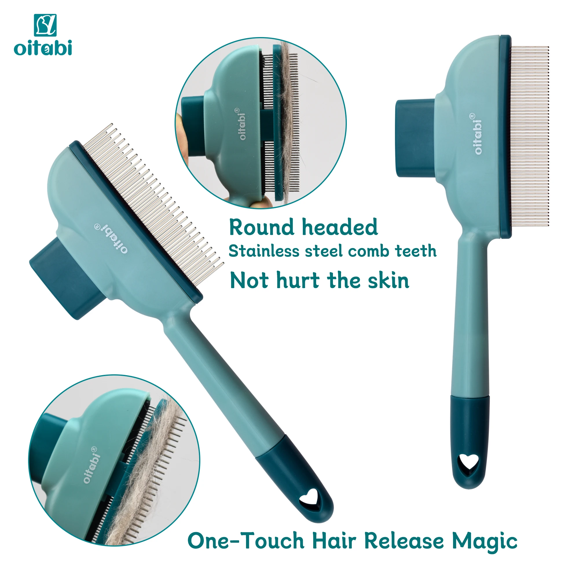 Oitabi 1/2PCS Flea Comb for Dogs Brush for Shedding Pet Hair Removal Comb with Long & Short Stainless Steel Teeth for Deshedding - Image 3