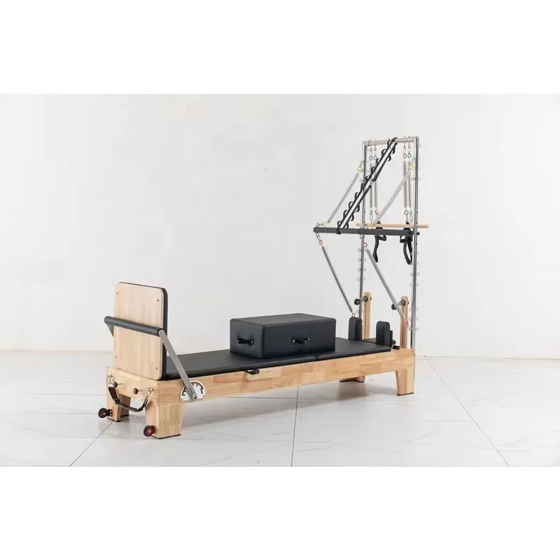 YTYIN High-End Portable Oak Reformer With Half Trapeze For Body Training In Yoga & Pilates Studios Durable Pilates Bed