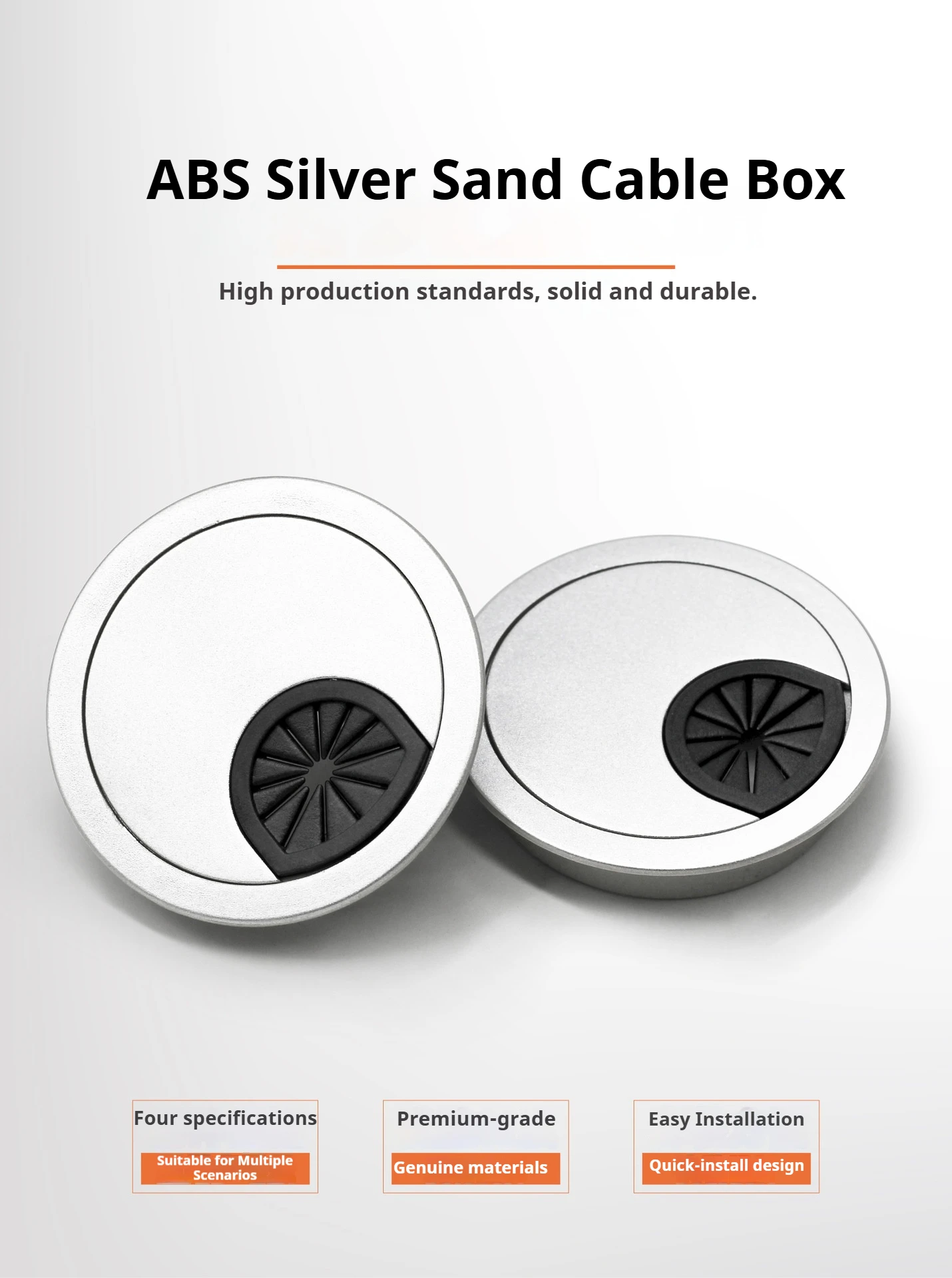 Sha Yin ABS Plastic Cable Pass-Through Box for Computer Desk, Wire Hole Cover, Desktop Cable Hole Box