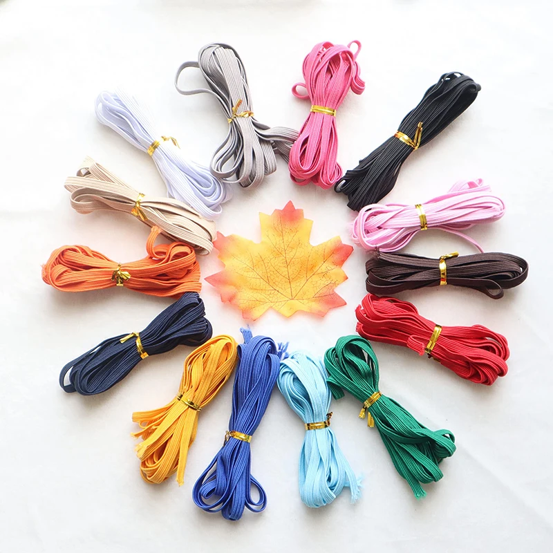 

10/20M Meetee 3/6mm Colored Elastics Band for Bra Strap Rubber Bands HairBand Elastic Rope Clothes Pants Strech Drawstring Cord