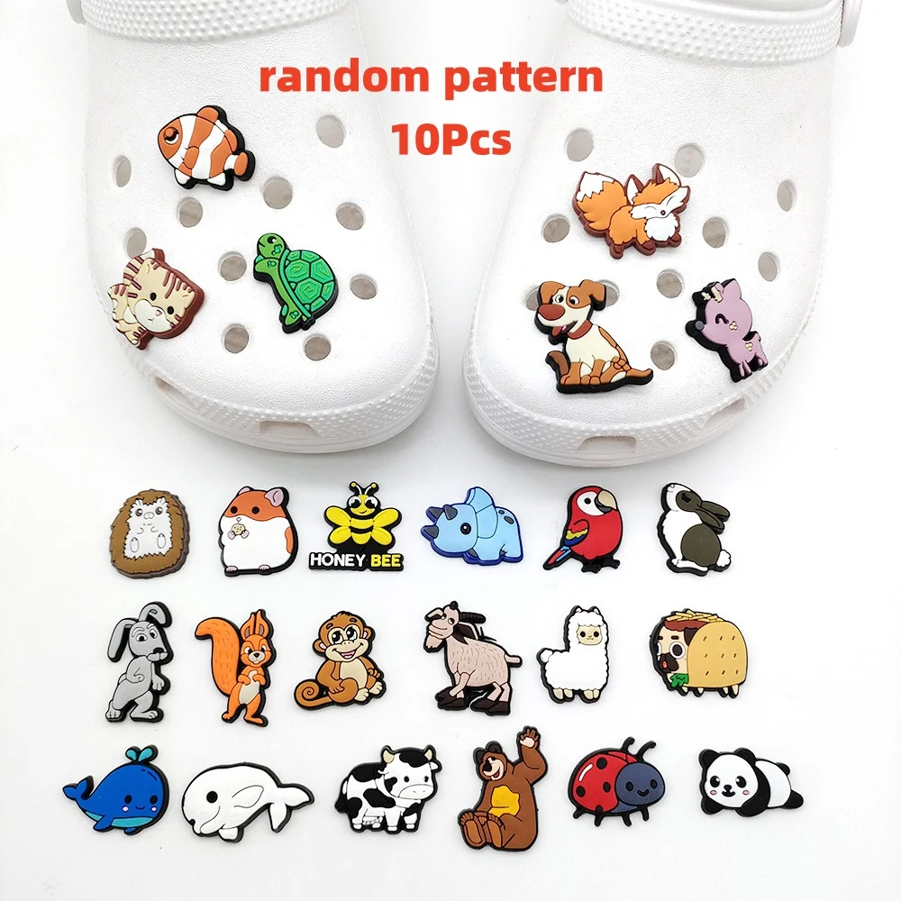 

10 шт., подвески для обуви с милыми животными, украшения, дизайн персонажей мультфильмов для сандалий, аксессуары