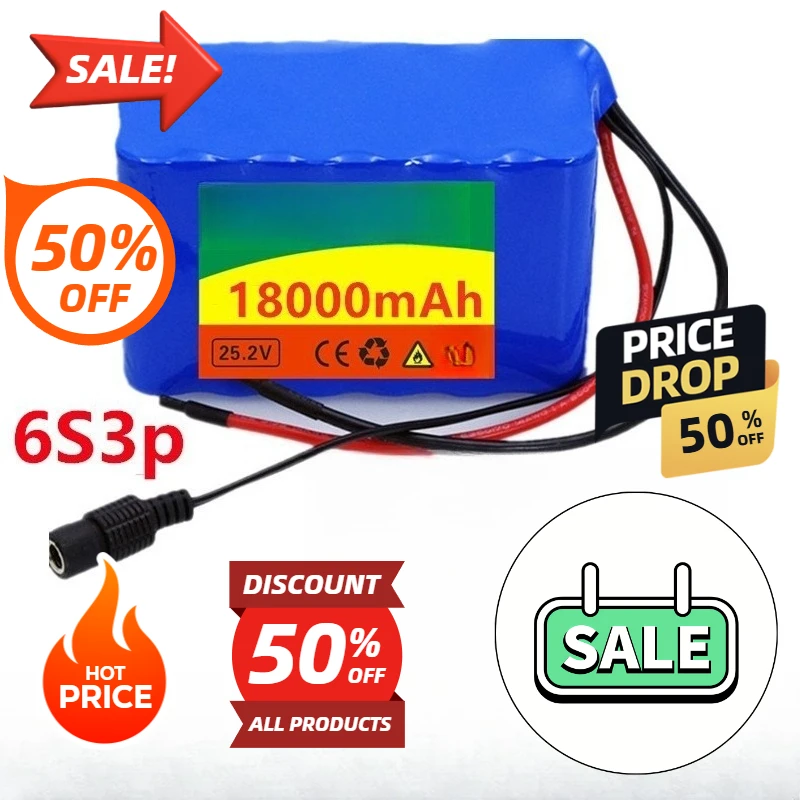 

18650 Lithium Battery 6S3P 24V 18.0Ah Electric Bicycle Power - Assist Bicycle / Electric / Lithium-Ion Battery Pack