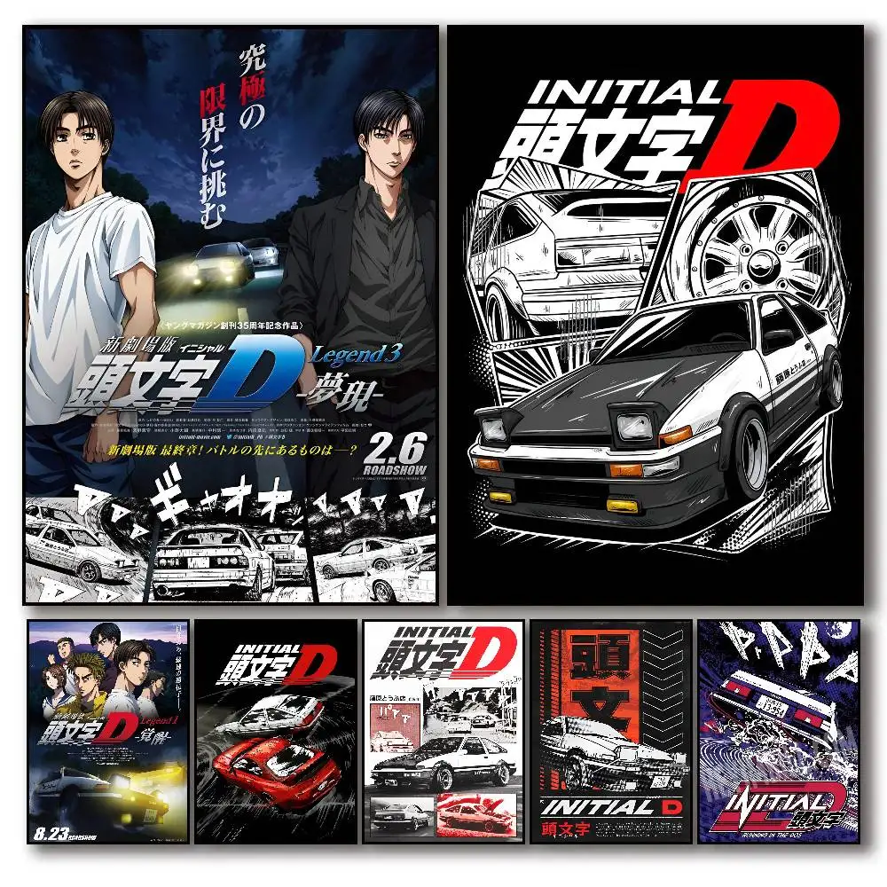 Anime Initial D Poster Self-adhesive Art Room Entrance Restaurant Wall Decor Art Painting