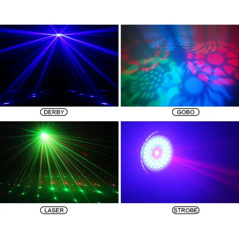 Rgbw Multi Color DMX 512 Strobe +gobo +derby +laser Led Effect Stage Dj Light For Stage Decoration