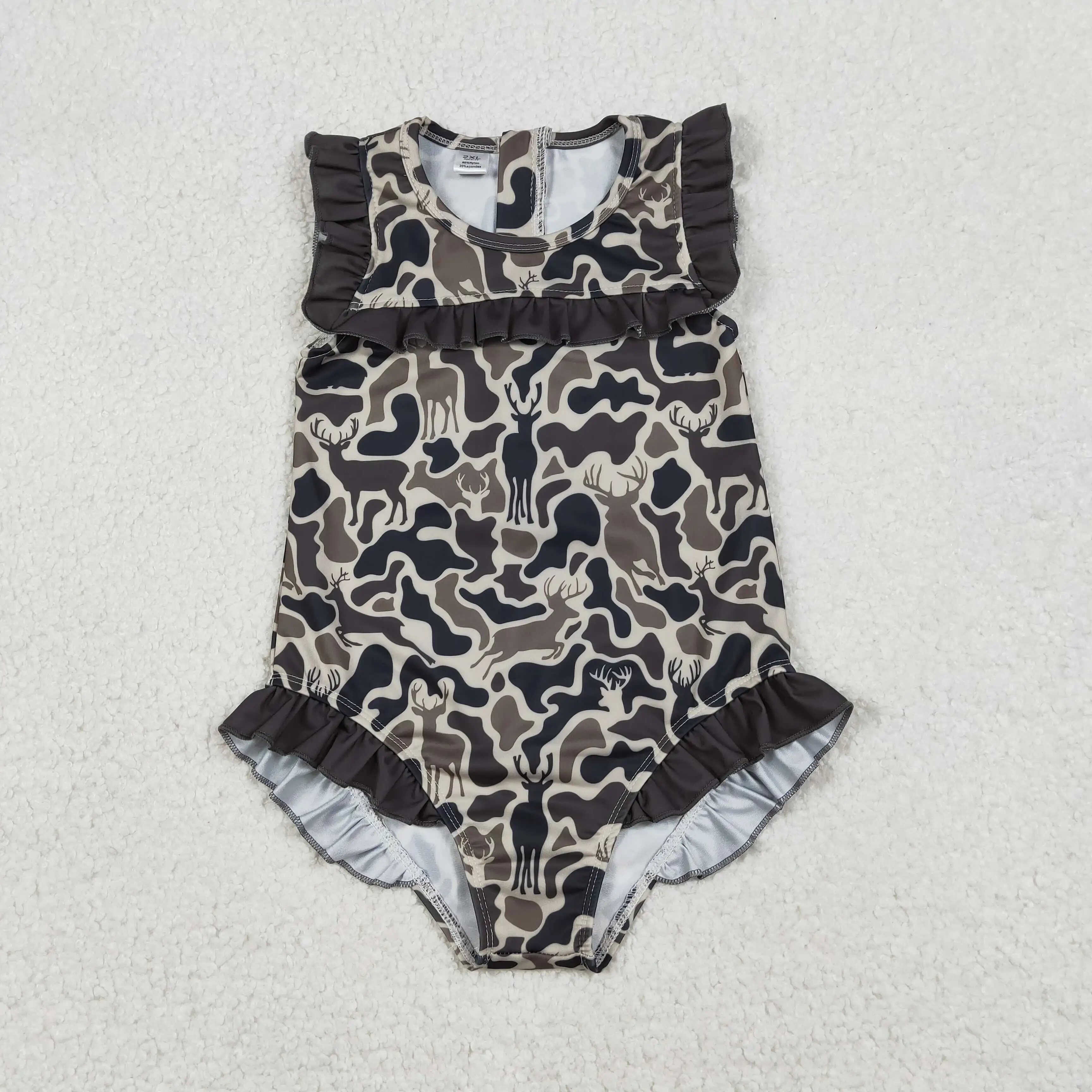 

z1219-03 S0597 Wholesale Boutique kids clothes girl camouflage sleeveless swimsuit Summer Children clothing