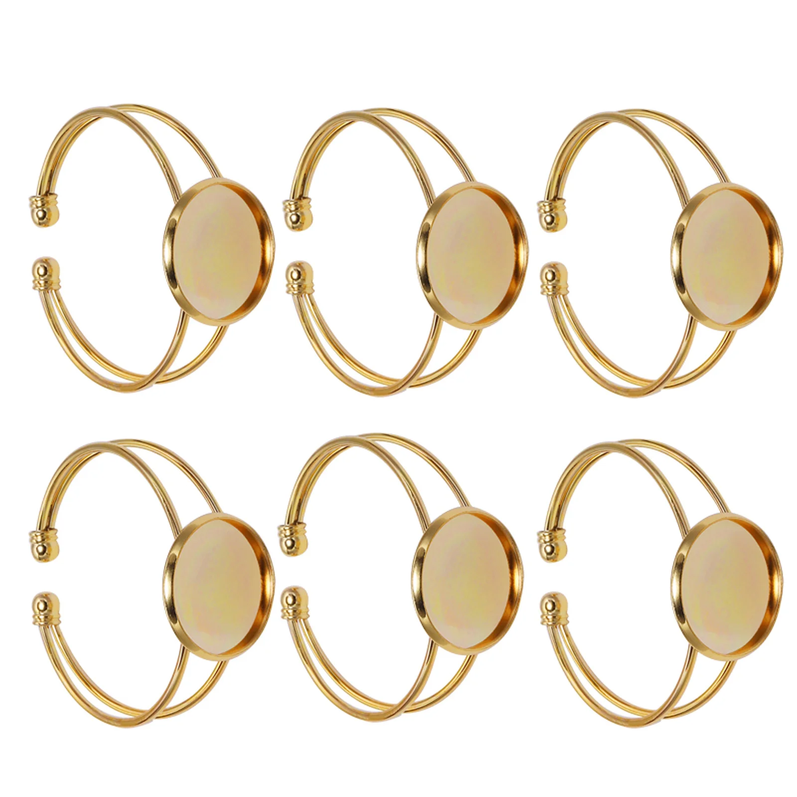 

6Pcs Copper Bracelet Bezel Trays Durable Rust Proof 25mm Round Plate DIY Wrist Chain for Resin Pendant Custom