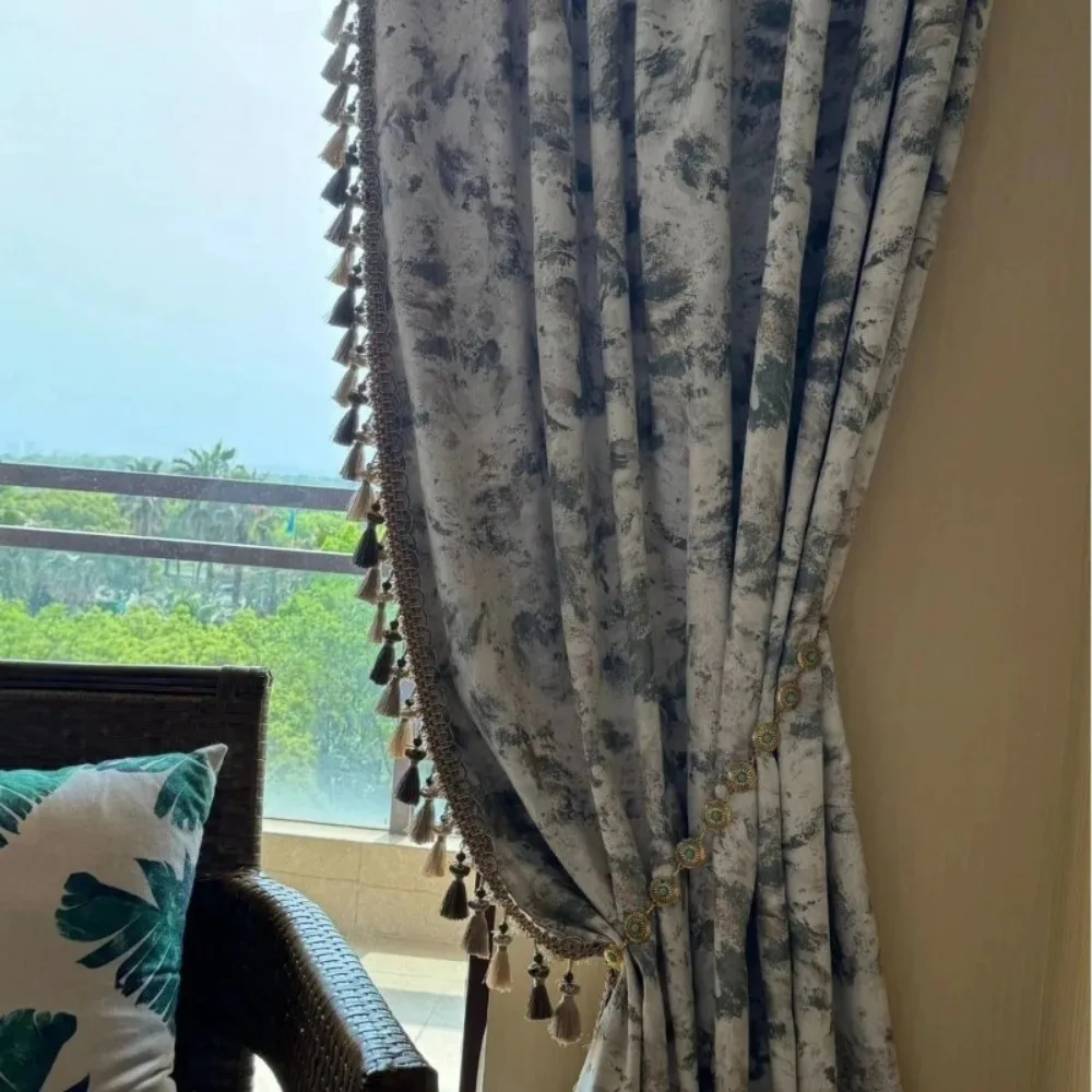 Light Luxury Custom Size Chenille Jacquard Retro Curtains for Living Room Bedroom High End Atmospheric Window Decor
