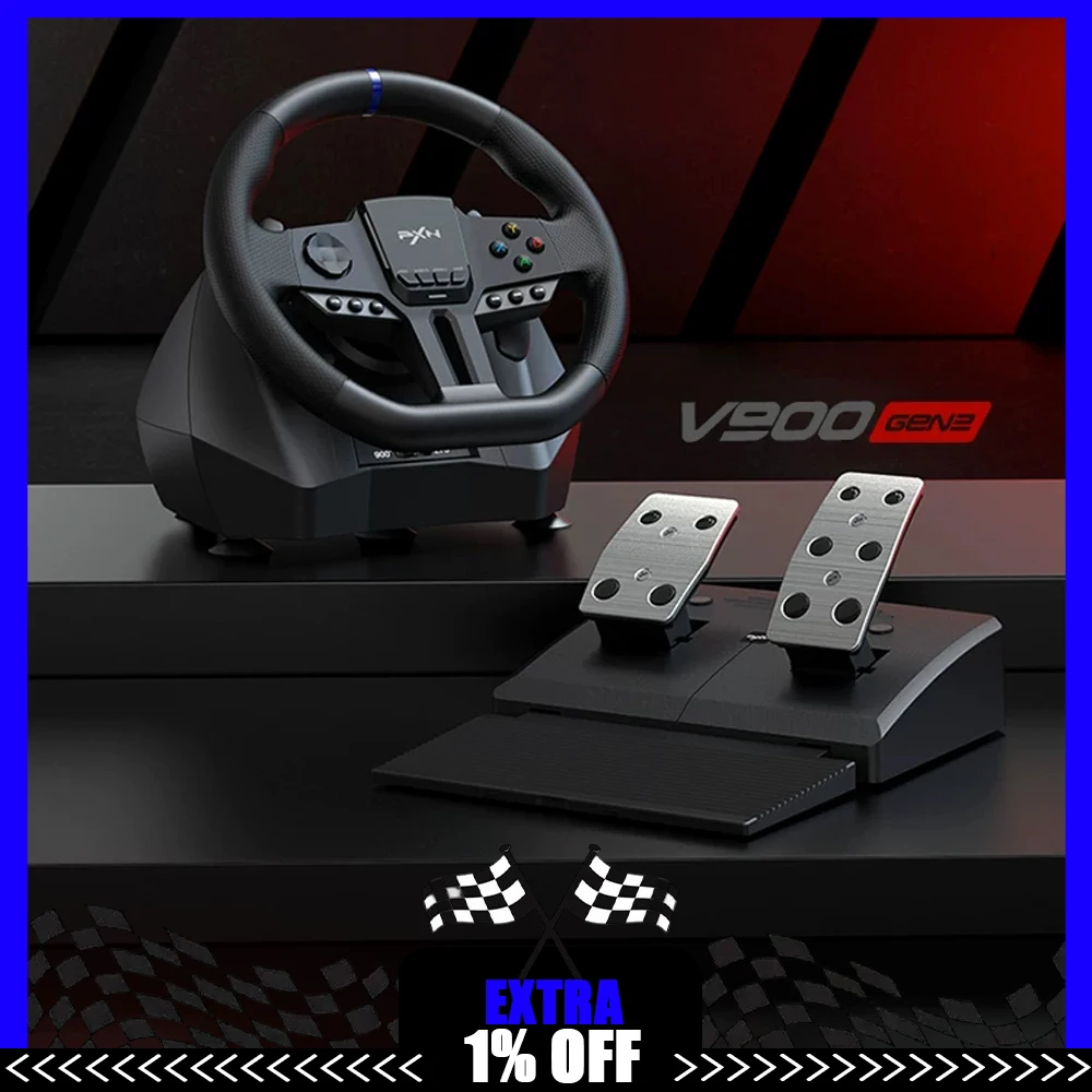 PXN V900 GEN2 Gaming Steering Wheel Driving Racing Simulator 270°/900° Rotation For PC Switch PS3 PS4 Xbox One,Xbox Series X/S