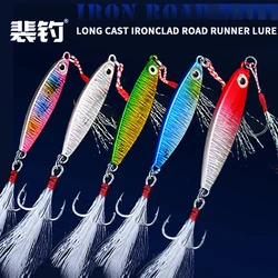 PD Fishing Gear Iron Plate Road Runner Bait Set Double Hooks Long Casting Sea Fishing Sequins vib Floating Down Fishing Warbler