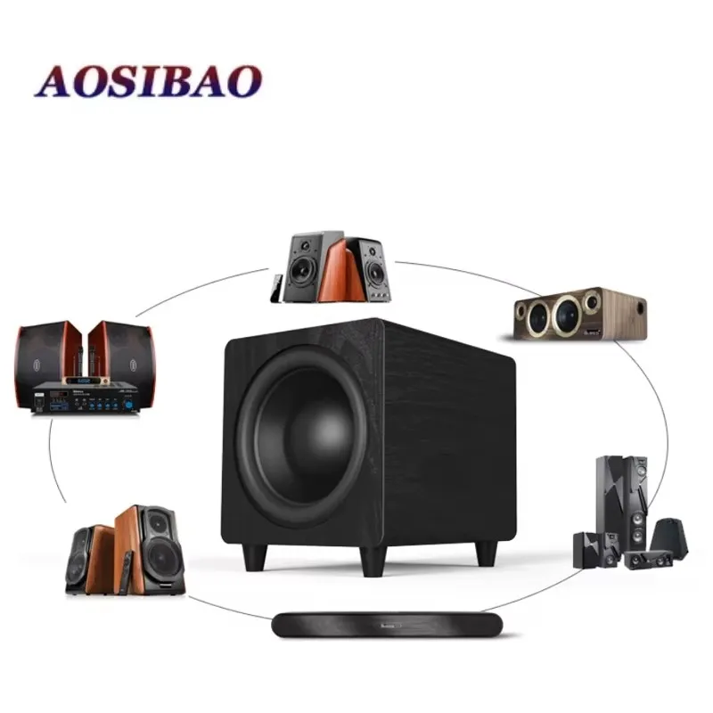10-дюймовый сабвуфер, 300 Вт, мощный деревянный динамик, активный Hi-Fi аудио звуковая коробка, домашний кинотеатр, стерео музыка, низкочастотный динамик, громкоговоритель