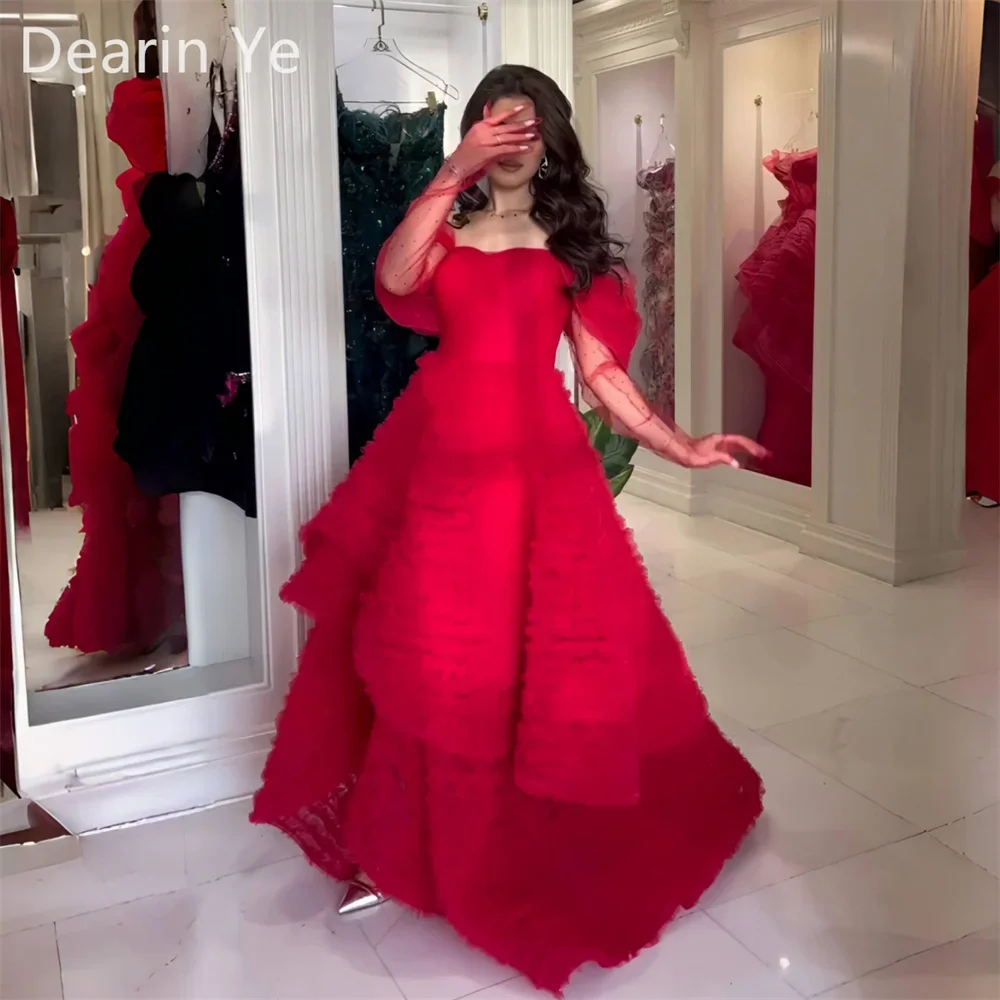 

Prom Dress Formal Evening Gown Dearin Off-the-shoulder Ball Floor Length Skirts Draped Layered Tulle Bespoke Occasion Dresses Sa
