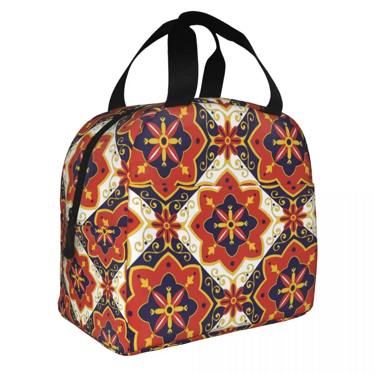 Lunch Bags for Men Women Spanish Mexican Floral Talavera Insulated Cooler Portable School Decor Southwest Tiles Tote Food Bag