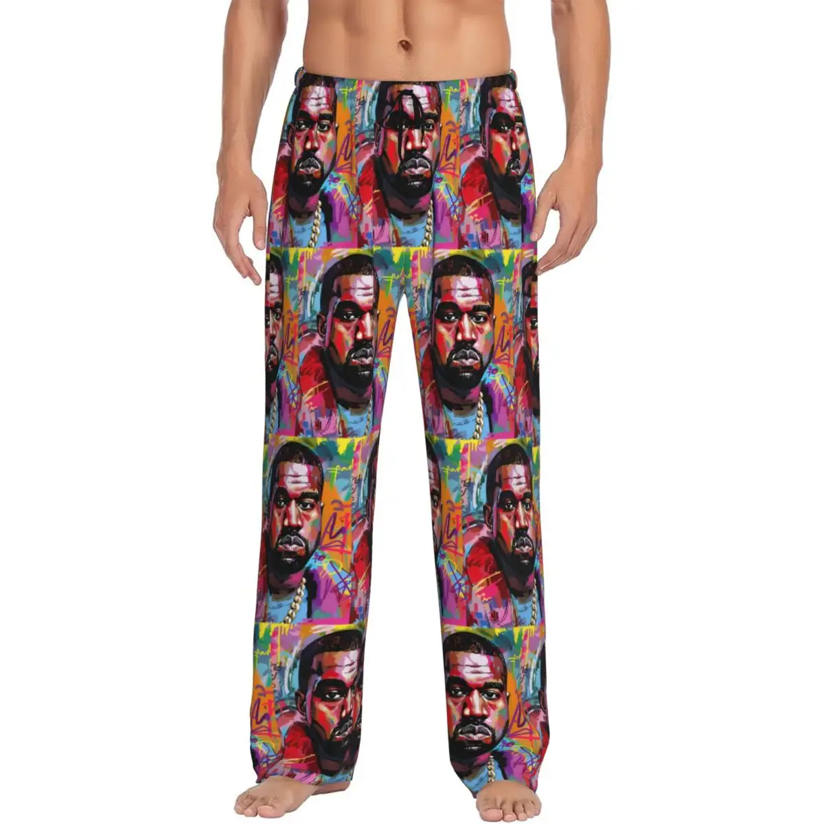 

Custom Kanye West Pajama Pants for Men Cool Rapper Sleepwear Lounge Sleep Bottoms Stretch with Pockets