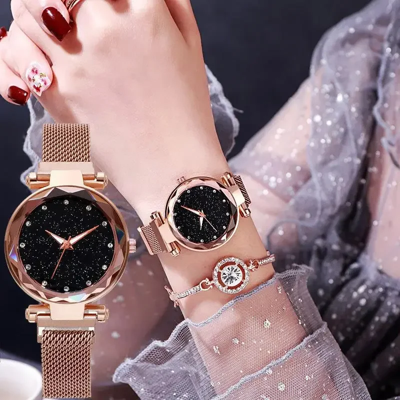 Women Watch Bracelet Luxury Diamond Rose Gold Ladies Wrist Watch Magnetic Women Bracelet Watch for Female Clock Relogio Feminino