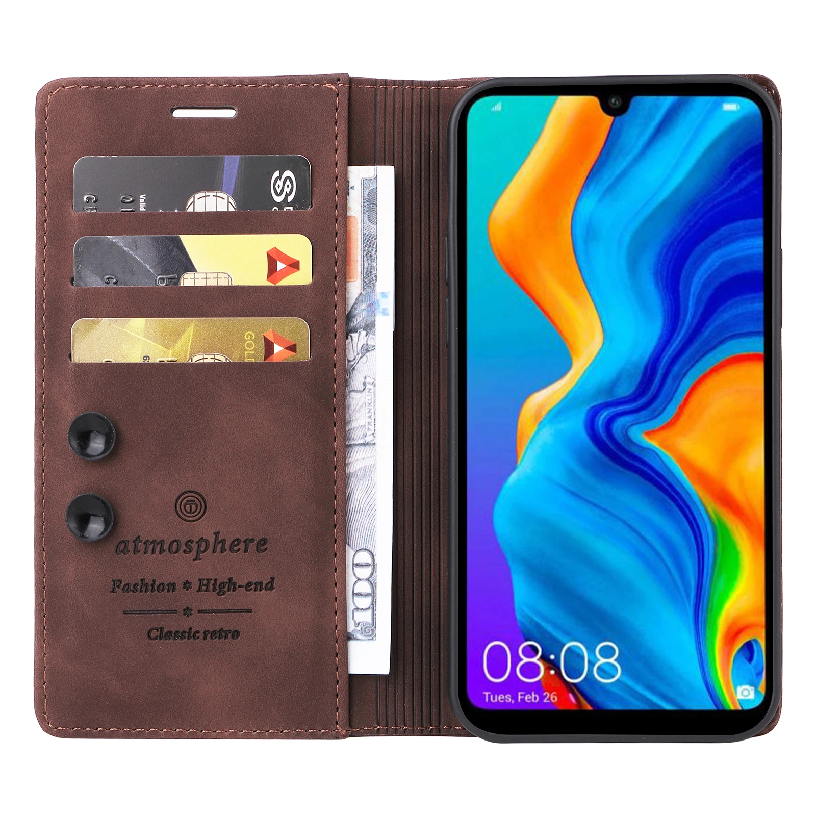 Luxus PU-Leder Wallet Case für Huawei P30 Lite P30 Pro P Smart 2019 P Smart Z Y9 Prime 2019 mit Halterung und Klappständer Handyhülle – Detail 4