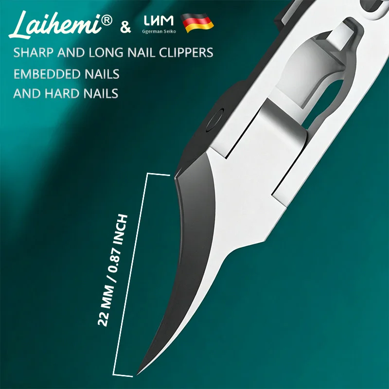 Laihemi Professional Oblique Toenail Scissors, Ultra-Sharp Embedded Nail Clippers, Toenail Scissors for the Elderly