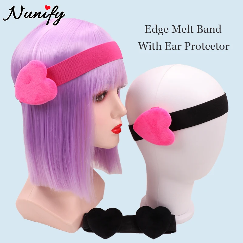 3Pcs Lace Melting Band With Ear Protector For Baby Hair Pink Wig Band To Hold Wig With Comfortable Ear Muffs Sets Edge Melt Band