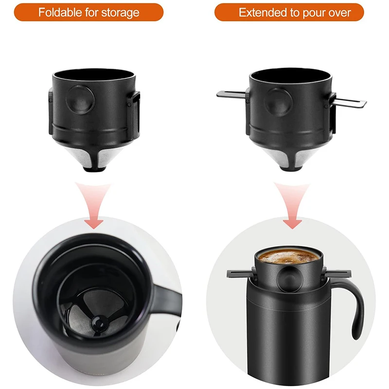 304 Filtro portatile in acciaio inossidabile Gocciolamento Caffè Porta tè Tazza riutilizzabile Caffè Gocciolatore Tazza da tè Set Caffettiera Caffettiera
