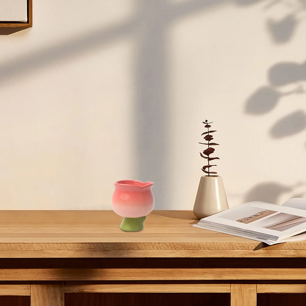 

Tulip Shape Ceramic Ice Cream Bowl Highfoot Stability Smooth Surface Multiuse As Mug Dessert Cup Coffee Latte Serving Elegant